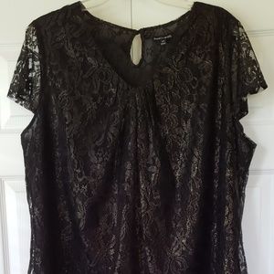 Plus size Black with gold shimmer blouse